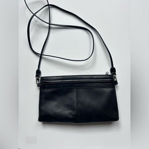 Derek Alexander Black Leather Cross Body Bag Purse Elegant